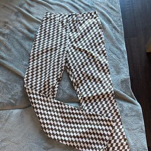 Motel Rocks Brown and White Checkered pants